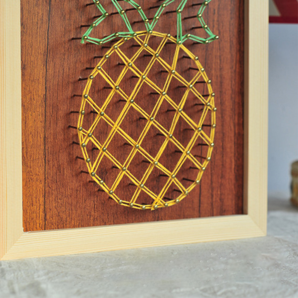 Pineapple String Painting Art Craft DIY String Picture Nail String Drawing For Home Office Decor Nail Painting DIY Home Ornament