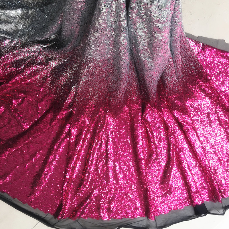GLace 1Y/lot Half yard glitter gradient sequin fabric for dress performance clothing accessories TX1441