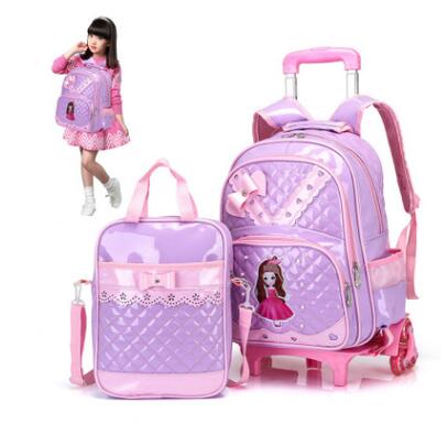School Trolley backpack bag for girls kid's luggage Rolling Bags wheeled Backpacks for Girls School Bag On wheels for Children
