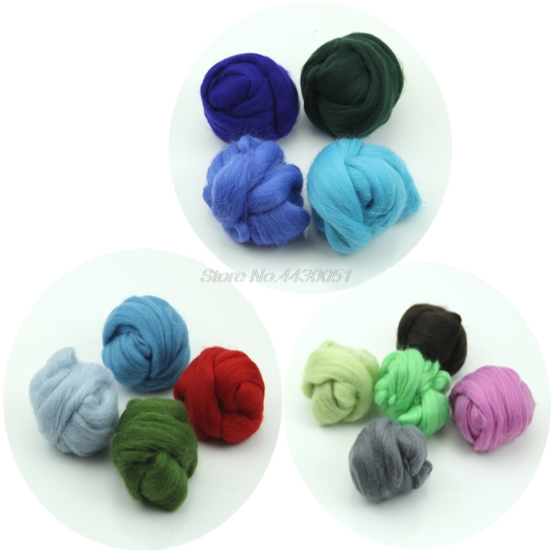 20 Colors Wool Corriedale Needlefelting Top Roving Dyed Spinning Wet Felting Fiber Dropshipping
