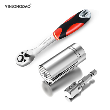 3PC Universal Torque Wrench Head Set Socket Sleeve 7-19mm Power Drill Ratchet Bushing Spanner Key Multi Hand DIY Tool