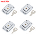 4PC NAIERDI-J105 Cabinet Box Locks Spring Loaded Latch Catch Toggle 27*63 Iron Hasps For Sliding Door Window Furniture Hardware