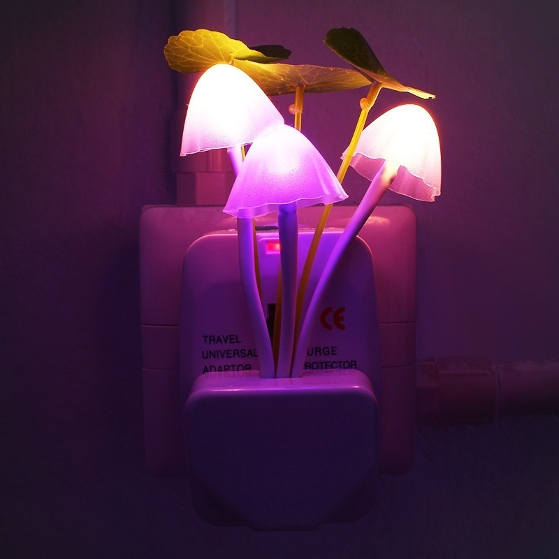 Romantic Colorful LED Night Light Mushroom Lamp Lovely Bed Lamp Night Lighting For Home Art Decor Illumination US/EU Plug