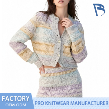 Rainbow Knitted Women's Set for Fashionable Style