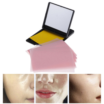 50pcs/pack Portable Facial Absorbent Paper Oil Control Wipes Absorbing Sheet Matcha Oily Face Blotting Matting Tissue With Mirro