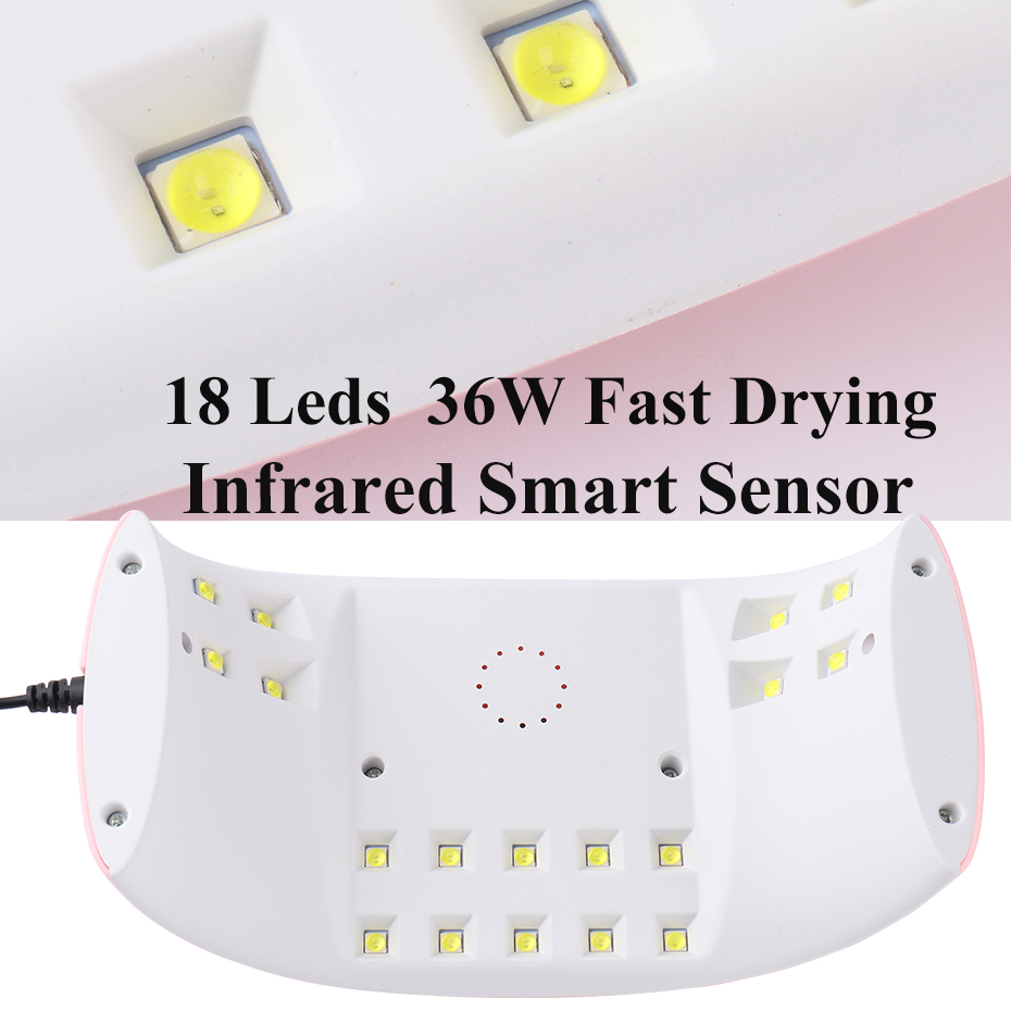36W Nail Dryer UV Lamp 18 LEDs Sunlight Nail Lamp Drying All Gel Varnish Polish Smart Nail Art Equipment Manicure BESUNX2Plus