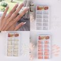 100PCS Clear Acrylic Fake Nail Light Pink French False Nails DIY Nail Art Squoval Full Wrap Manicure Product with Glue Sticker