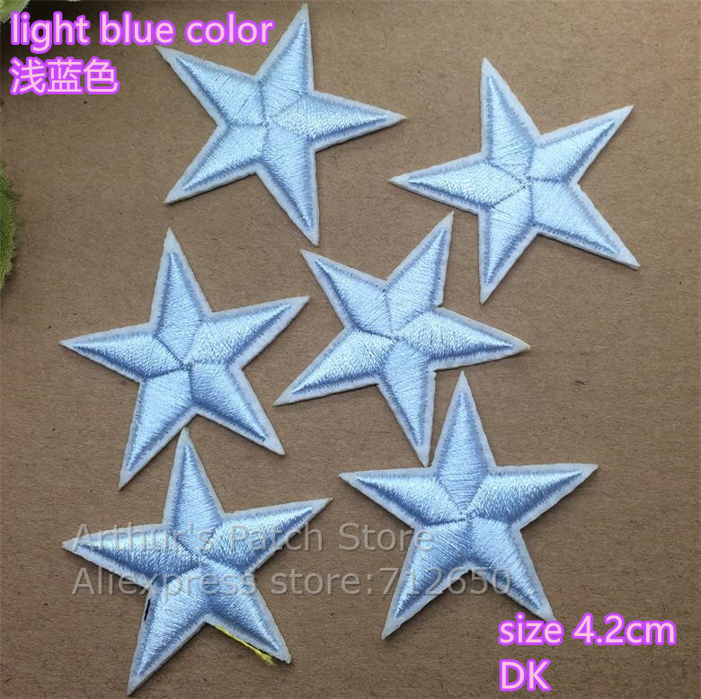 New arrival 10 pcs light blue color little star Embroidered patches iron on cartoon Motif Applique embroidery accessory