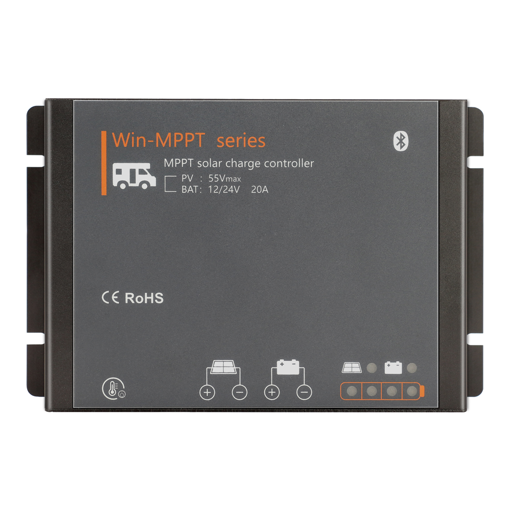 RV 20A MPPT Solar Controller 12V 24V Charge Regulator MPPT Boost Float Charger with BLE Modules LED Indicator for Motor Homes