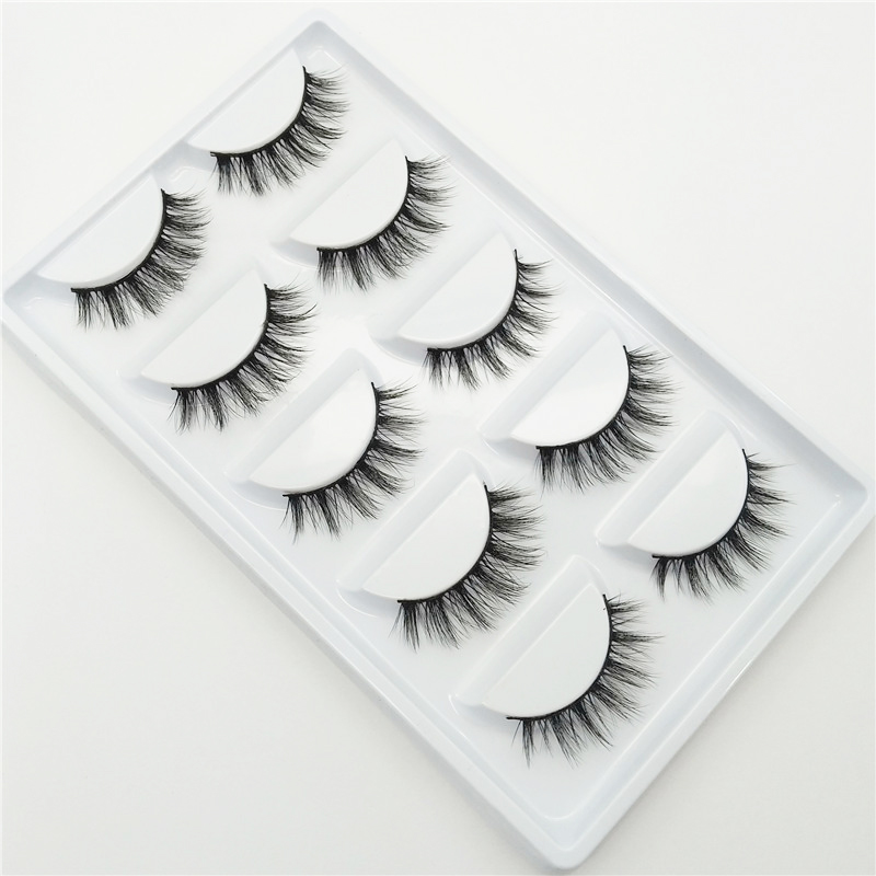 YOKPN Short Cross 3D False Eyelashes Natural Soft Black Mink Hair Eye Lashes Makeup Tools Women Fake Eyelashes 5 Pair