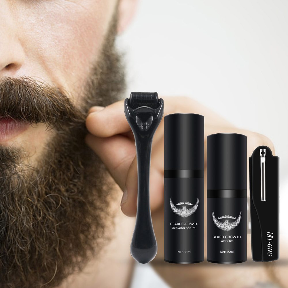 4 Pcs/set Barbe Beard Growth Kit Hair Growth Enhancer Set Beard Growth Essentital Oil Facial Beard Care Set Best Gift for Men