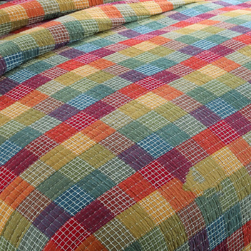 CHAUSUB Bedspreads For Bed Quilt Set 3PC Coverlet Quilted Bed Cover Washed Cotton Quilts Rainbow King Queen Size Summer Blanket