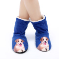 Glglgege 2019 Christmas Indoor Socks Shoes Winter Shoes Woman Fur Sides Female Animal Prints Slipper Plush Insole Home Slippers