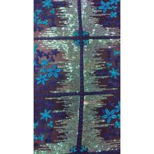 Purple And Blue Flowers Sequin Mesh Embroider Fabric