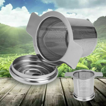 Stainless Steel Mesh Tea Infuser Metal Cup Strainer Loose Leaf Filter with Lid