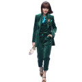 CUSTOM Dark green women business suits 3 piece set women tuxedo female trouser suit ladies office uniform elegant pant suit