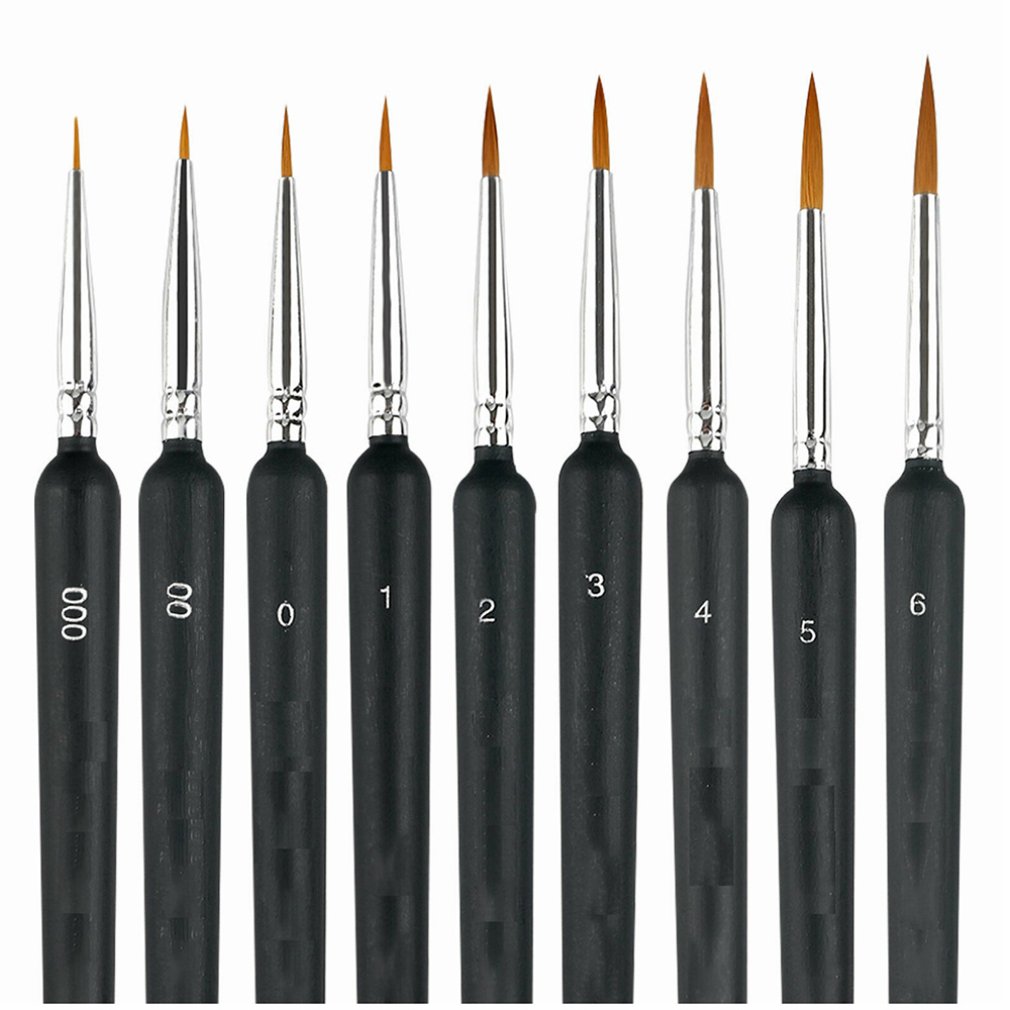 9pcs/Set Paint Brushes Artist Weasel Hair Brush Pen For Gouache Watercolor Paint Oil Painting For Beginners & Artists