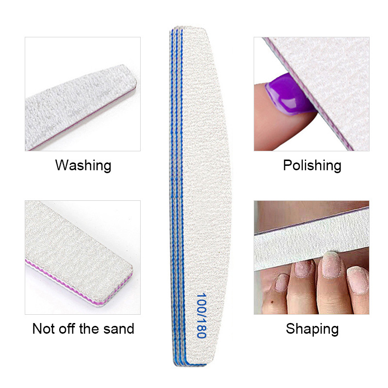 1 Pc Half-Moon-Shaped Nail File Nail Buffer Washable Grinding Polishing Sanding Buffing Pedicure Nail Art Tools