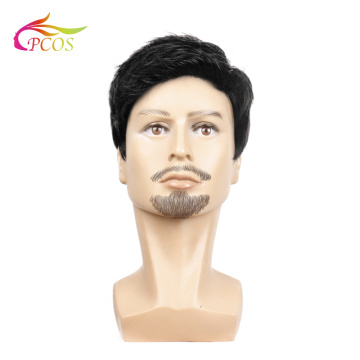 Fashion 2020 Wig Short Black Male Straight Synthetic Wig for Men Hair Fleeciness Realistic Natural Black Toupee Wigs