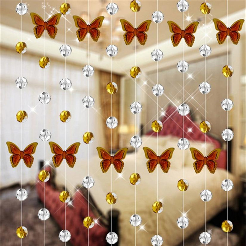 Crystal Glass Bead Curtain Luxury Living Room Bedroom Window Door Wedding Decor Butterfly Diamond String Rop Curtain Screen #LR1