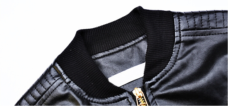 Top Quality Spring Leather Boys Jacket And Coat Waterproof Fashion Pattern O-Neck Black Kids Blazers Jackets Free Shipping
