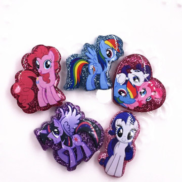 5PCS/Lot Ponies Resin Flat Back My little Horse Character Fluttershy Rainbow Twilight DIY For Jewelry Accessories Headwear Gift