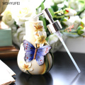 5Pcs European stereo butterfly flower ceramic bathroom wash kit mouth cup toothbrush holder soap bottle soap dish home wash set