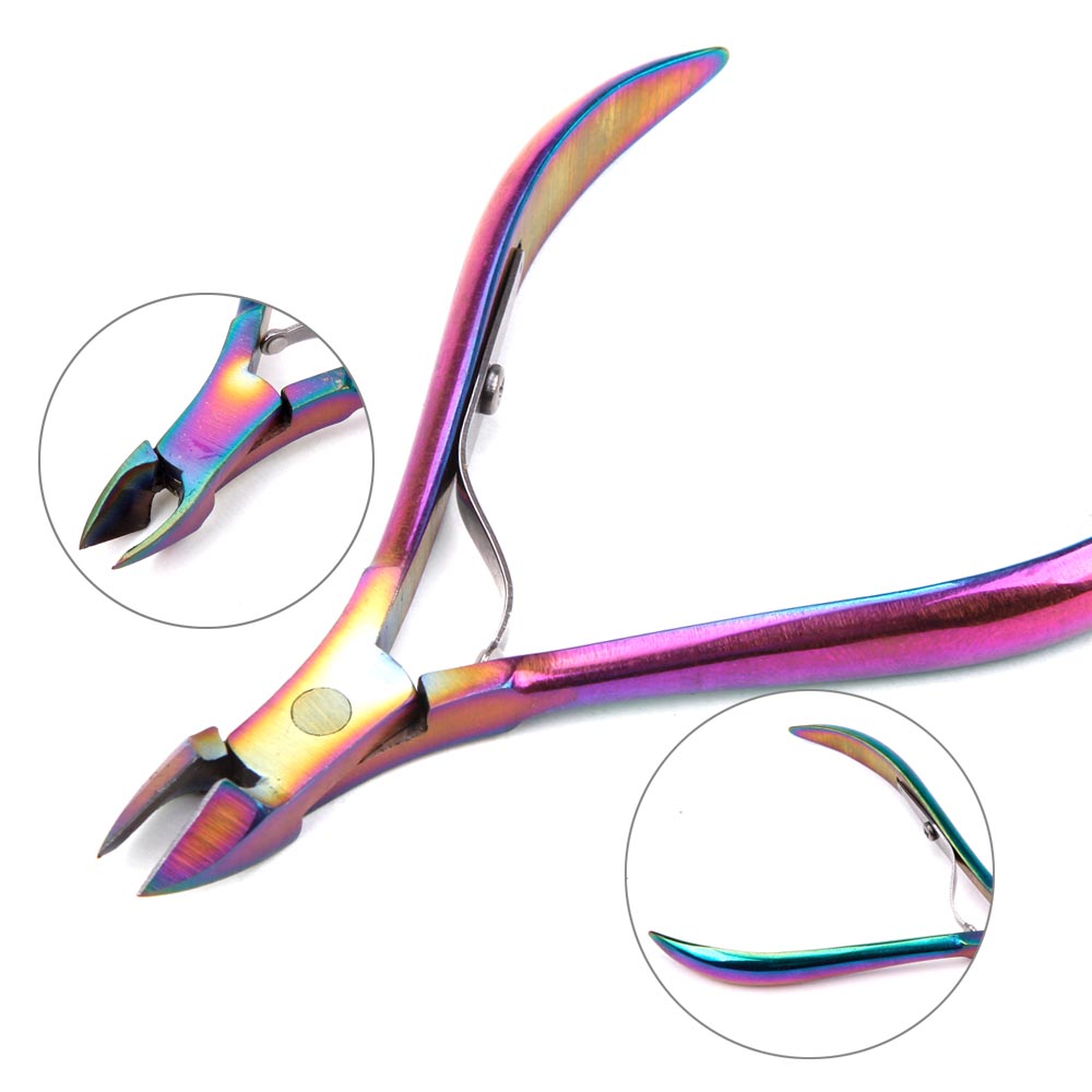 Nail Cuticle Scissor Nipper Clipper Manicure Rainbow Pushers Tweezers Pedicure Dead Skin Remover Stainless Steel Nail Art Tool