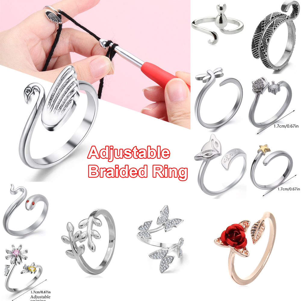 Knitting Ring Adjust Finger Wear Thimble Yarn Guide Adjustable Knitting Loop Crochet Loop Knitting Accessorie Household Crafts D