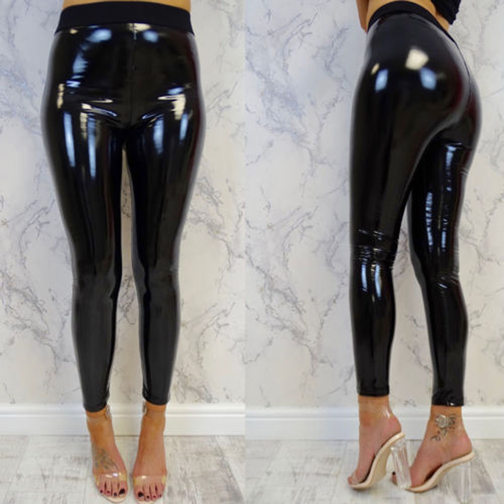 Womens Lady Strethcy Shiny Sport Fitness Yoga Leggings Trouser Pants Bottoms Trousers PU leather leggings Sexy leggins mujer#40