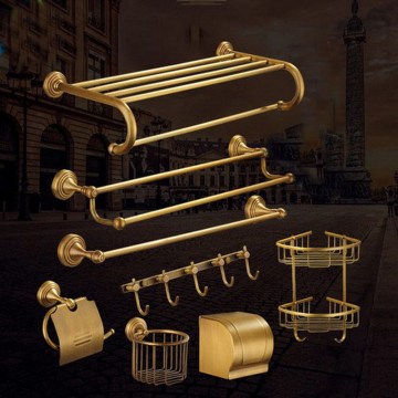 Bathroom Accessories Antique Brass Towel Ring, Paper Holder, Coat Hook, Bath Rack, Soap Dish Bath Hardware Sets Kxz001