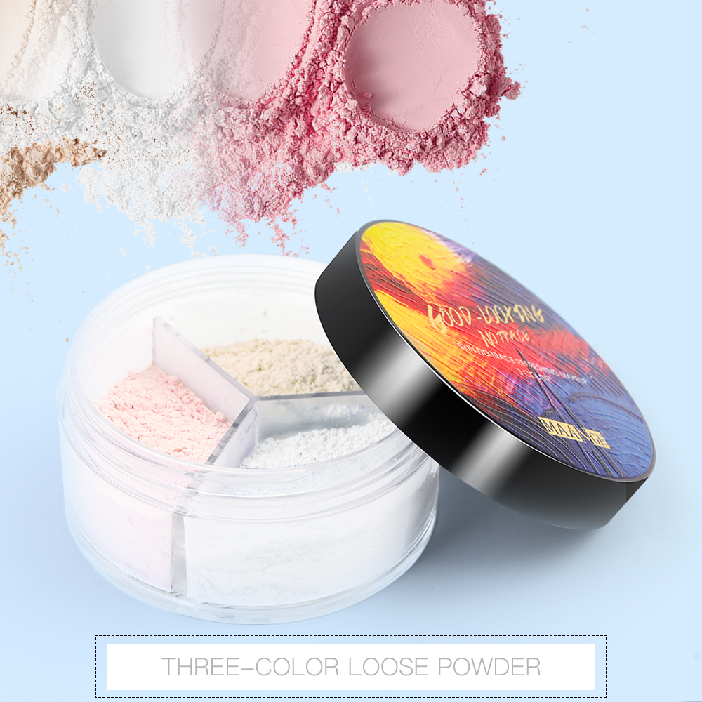 Three-color Setting Powder Loose Powder Long-lasting No-take-off Natural Waterproof and Sweat-proof Face Makeup Oil Control