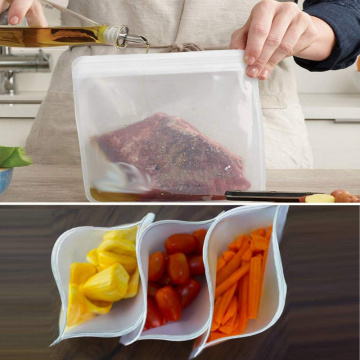 1pcs Reusable Translucent PEVA Silicone Food Storage Bag Refrigerator Freezer Leakproof Top Fruits Fresh-keeping Lunch Box