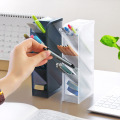 Multi-function 4 Grid Desktop Pen Holder Office School Storage Case Clear White Black Plastic Box Desk Pen Pencil Organizer