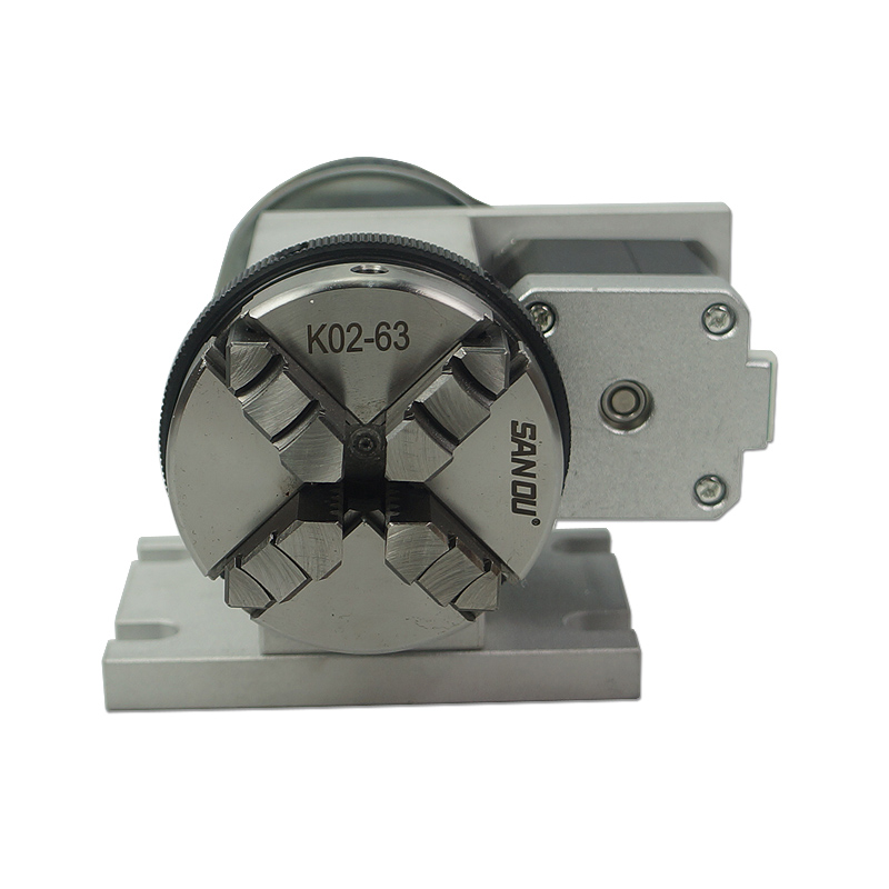 Center Height 54mm CNC 4th Axis Rotary Axis Tailstock MT2 65MM 3 Jaw Chuck NEMA 17 Motor Speed Reducing Ratio 4:1 for CNC Router