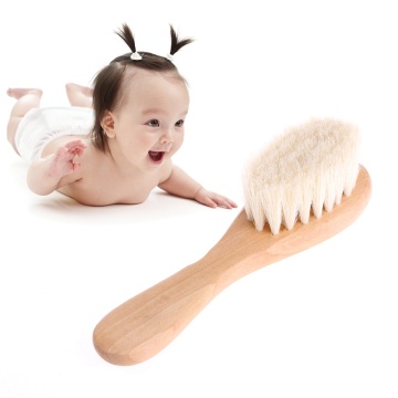 Wooden Baby Goat Hair Comb Handle Brush Baby Hairbrush Newborn Hair Brush Infant Comb Head Massager