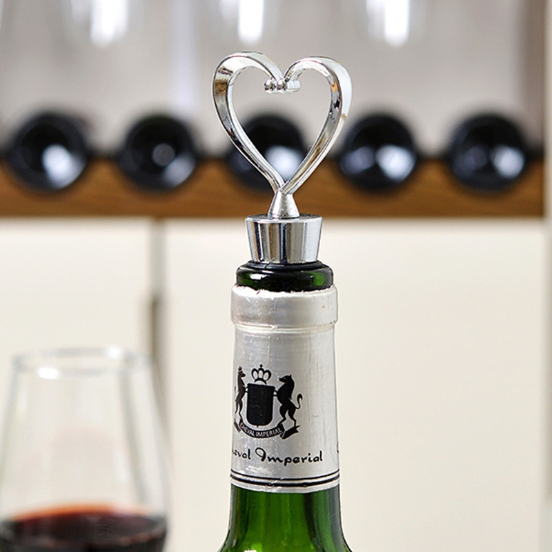 Elegant Love Heart Shaped Twist Thread Sealed Wine Bottle Stopper For Bar