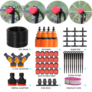 MUCIAKIE 60M Adjustable Garden Irrigation Drip System Bonsai Watering Kit 4/7mm New PVC Hose Tape Connector Drippers Tee Fitting