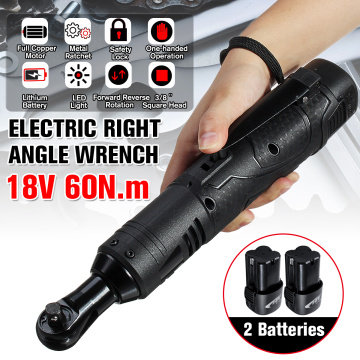 18V Electric Wrench 3/8 Cordless Ratchet with Battery LED Light Kit Right Angle Rechargeable Scaffolding 60N.m Torque Ratchet