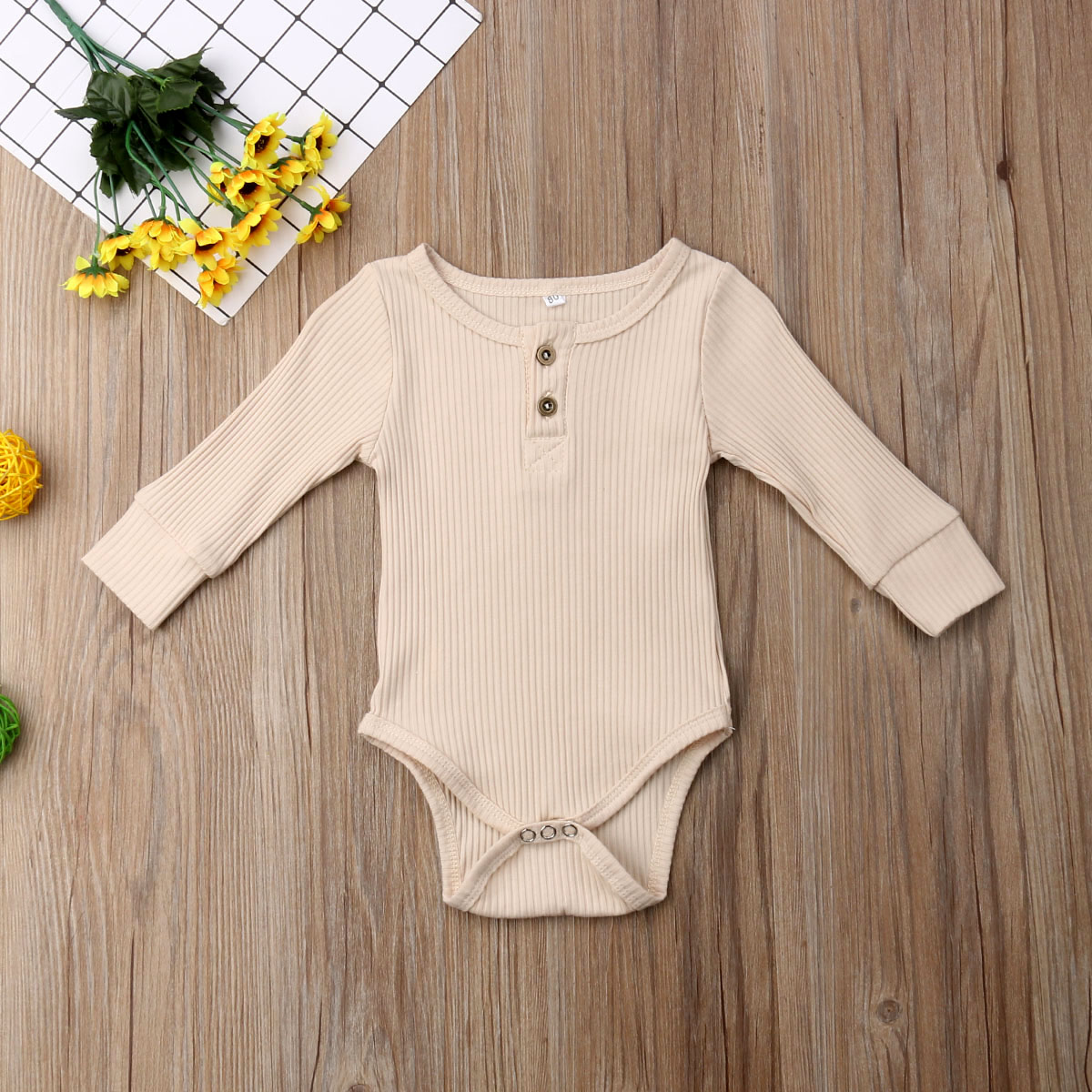 PUDCOCO Newborn Baby Girls Boys Bodysuits Spring Autumn Toddler Clothes Ribbed Cotton Long Sleeve Infant Jumpsuit Baby Clothing