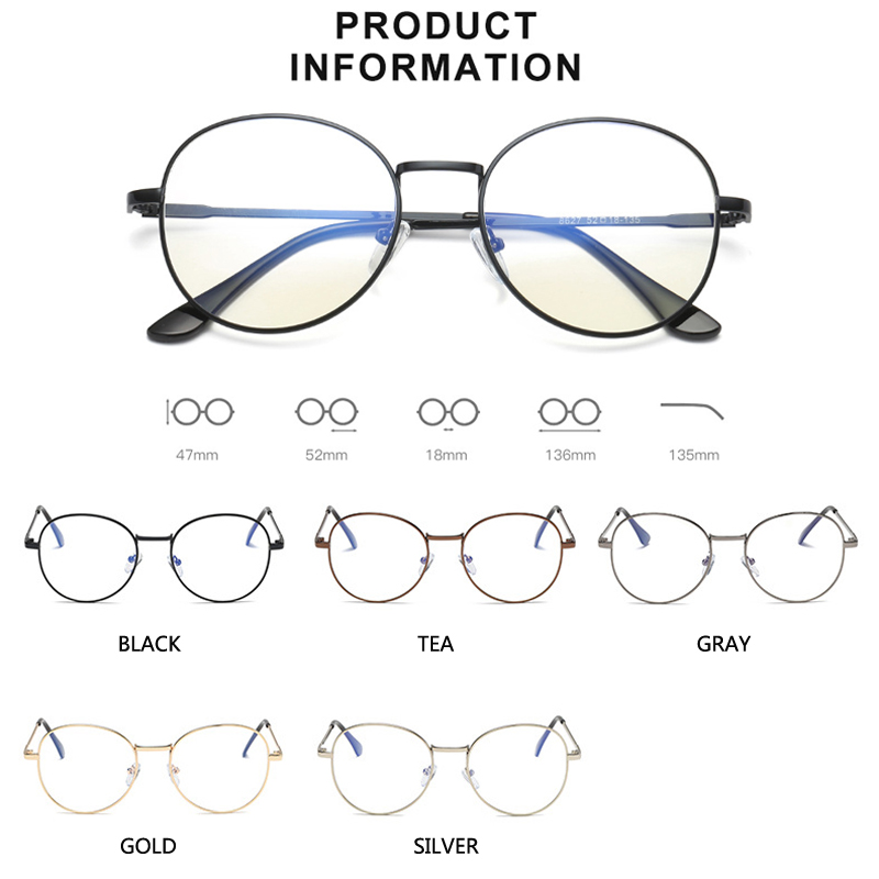 VCKA Anti Blue Light Blocking Glasses Computer Goggle Screen Protection metal frame Women Men Reading Vintage Classic Eyewear