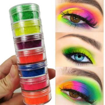 Nail-Glitter Highlighters Neon Pigment Uv-Gel-Nail-Decorations Fluorescent-Powder Dust Makeup Eyeshadow Luminous-Pigment 6pcs