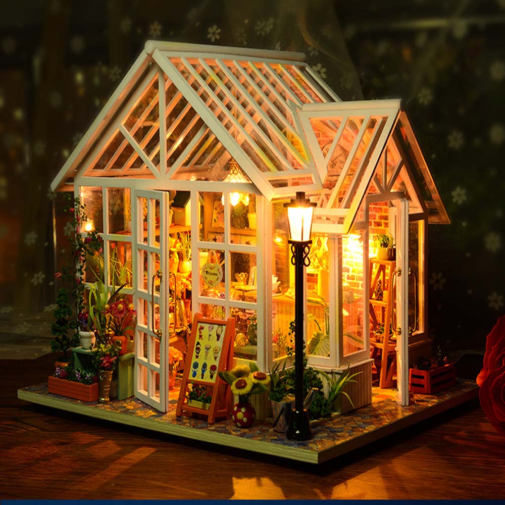 Diy Dollhouse Wooden Houses Miniatures For Dolls Dollhouse Furniture Kit Doll Houses Toys For Children Gift Sosa Greenhouse