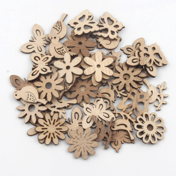 20pcs Butterfly/Bird/Flower Pattern Handmade Wooden Crafts Accessory Home Decoration Scrapbookings DIY