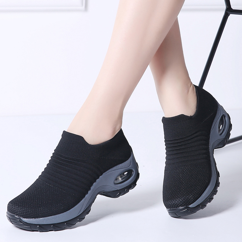 STEP QUEEN Women Sneakers Shoes Flat Slip On Platform Sneakers For Women Black Breathable Mesh Sock Sneakers Shoes 1839