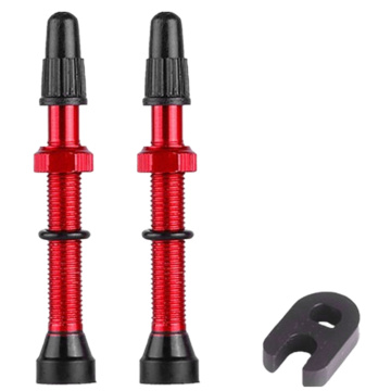 1Pair Bicycle 60mm Presta Valve for Road Bicycle Tubeless Tires Brass Core Alloy Stem Tubeless Sealant Compatible,Red