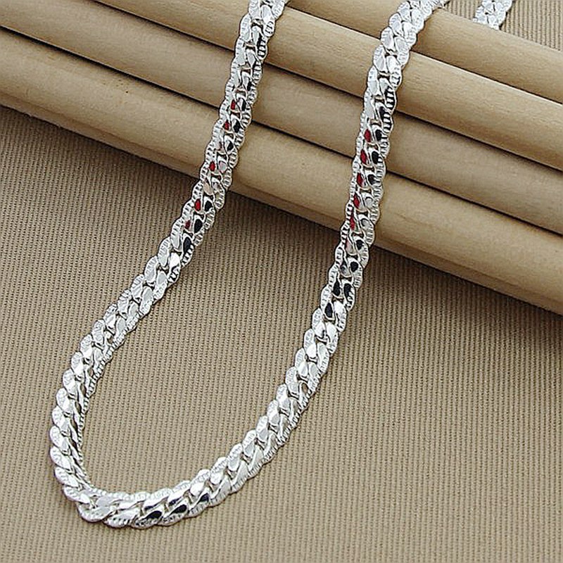 Wholesale Price 6MM Full Sideways Necklace for Women Men 925 Sterling Silver Jewelry Snake Chain Necklaces