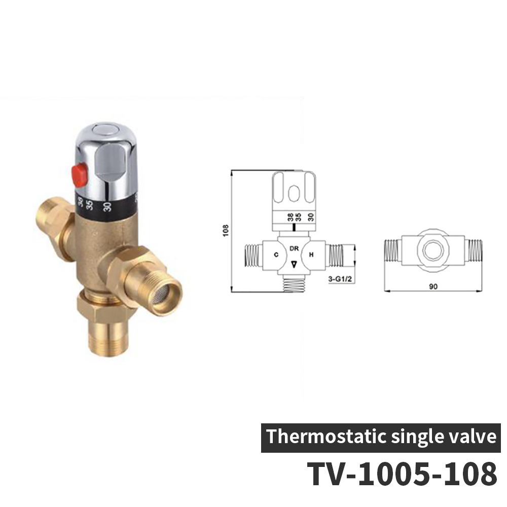 Concealed Brass Thermostatic Mixer for Shower System Water Temperature Control Faucet Control Valve Bathroom Faucet Valve G 1/2"
