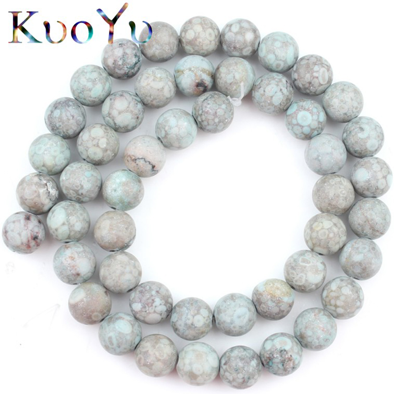 Matte Blue Rain Stone Jaspers Beads Round Loose Spacer Bead For Jewelry Making Natural Stone 6 8 10mm 15"Strand Diy Accessories