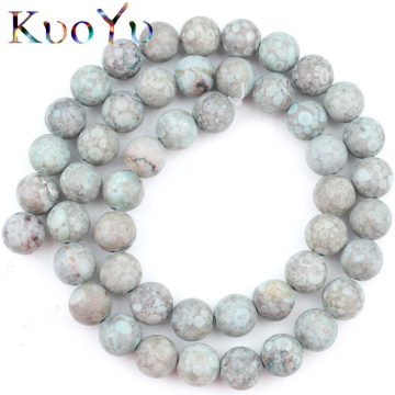 Matte Blue Rain Stone Jaspers Beads Round Loose Spacer Bead For Jewelry Making Natural Stone 6 8 10mm 15